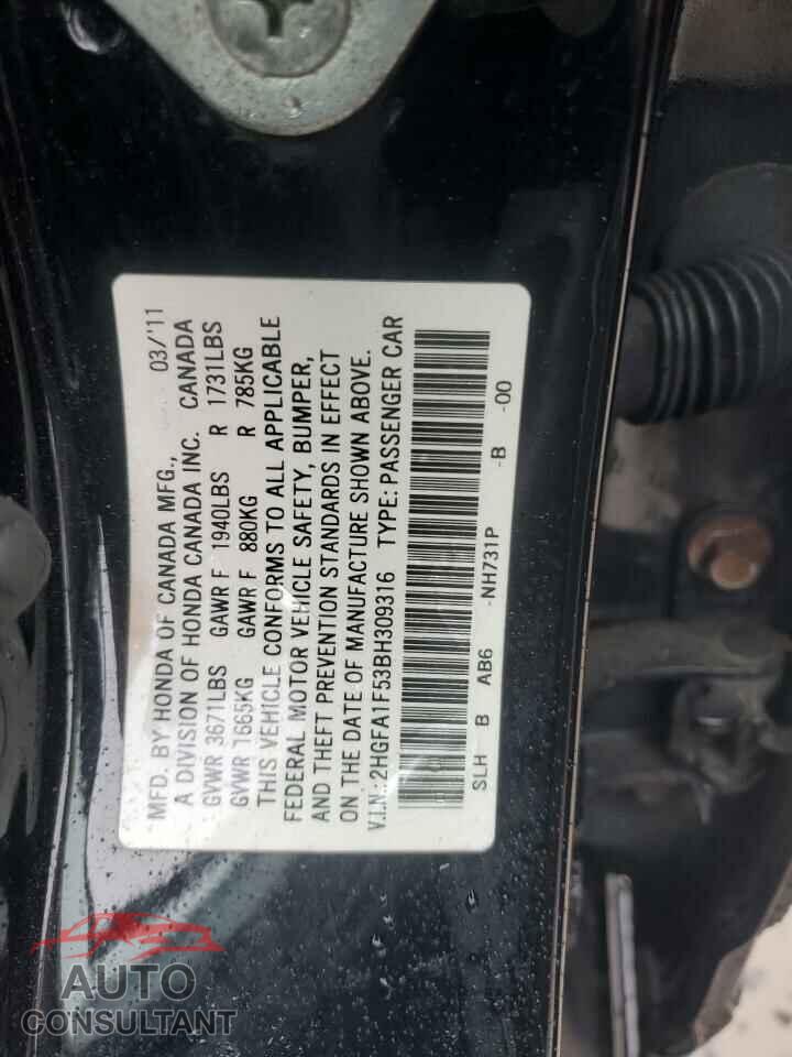 HONDA CIVIC 2011 - 2HGFA1F53BH309316