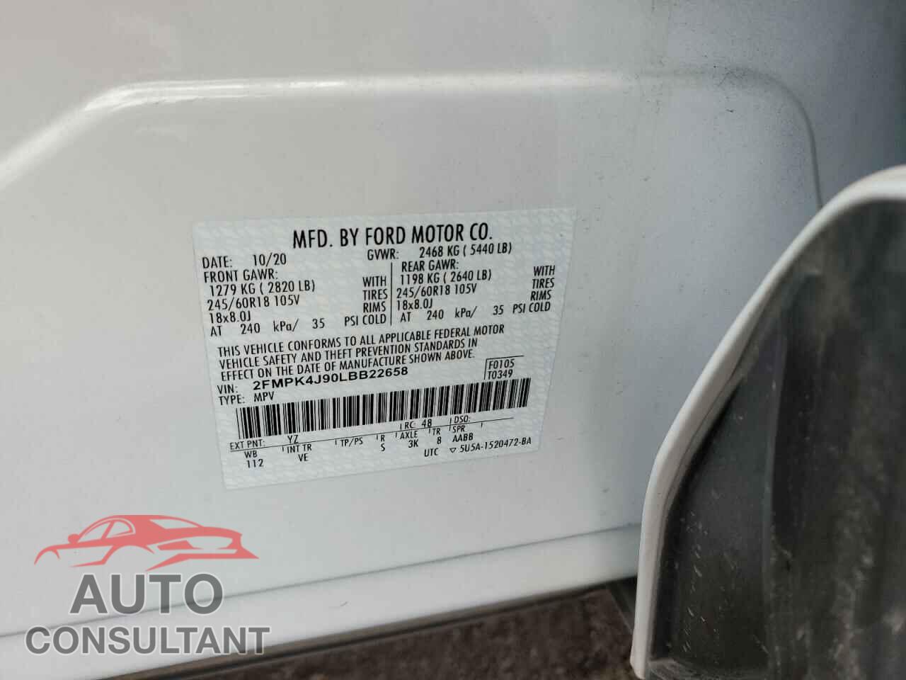 FORD EDGE 2020 - 2FMPK4J90LBB22658