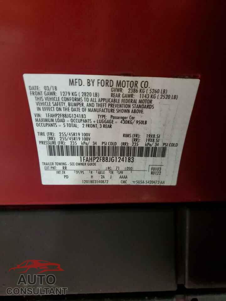 FORD TAURUS 2018 - 1FAHP2F88JG124183