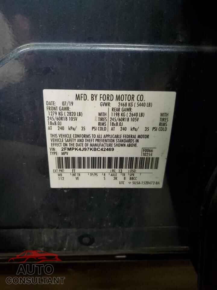 FORD EDGE 2019 - 2FMPK4J97KBC42469