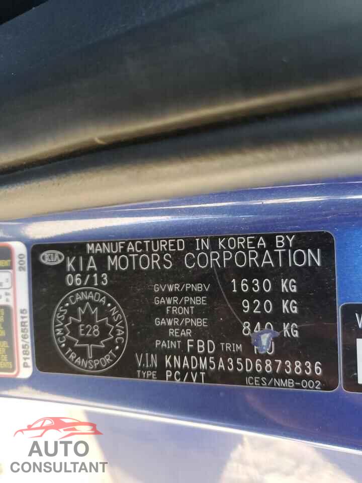 KIA RIO 2013 - KNADM5A35D6873836
