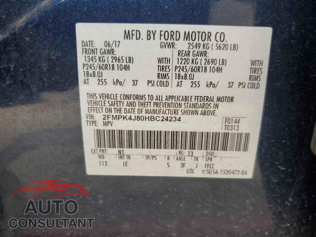 FORD EDGE 2017 - 2FMPK4J80HBC24234