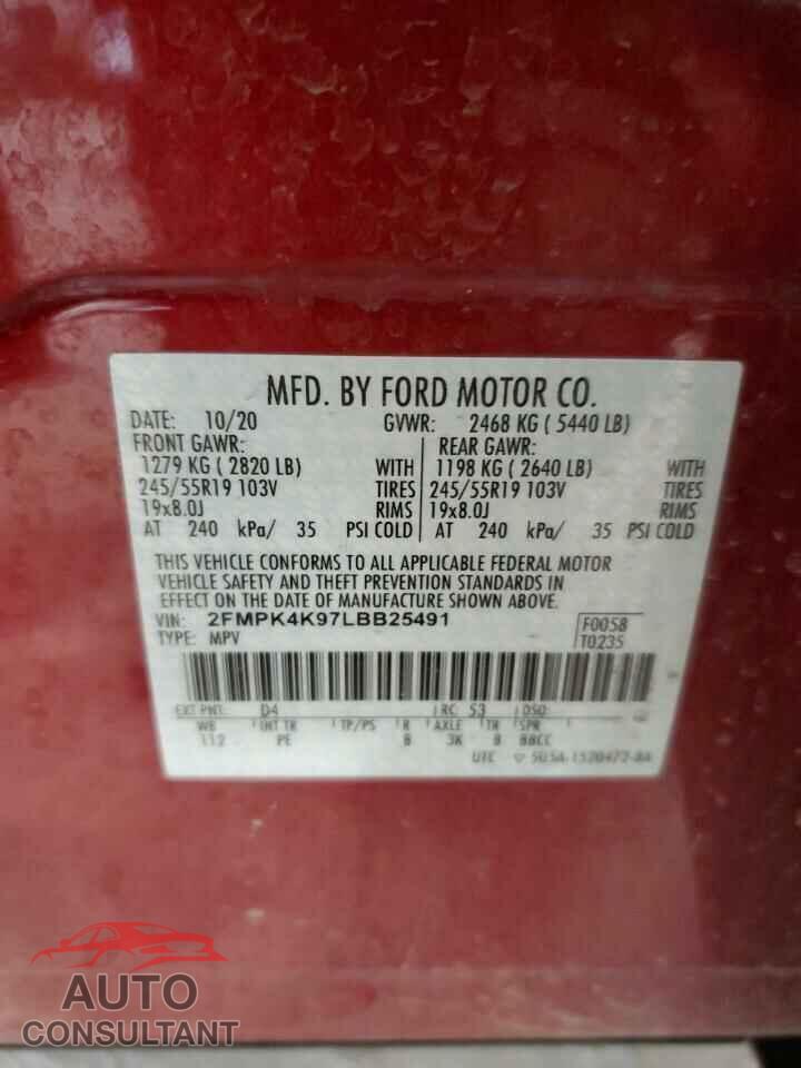 FORD EDGE 2020 - 2FMPK4K97LBB25491
