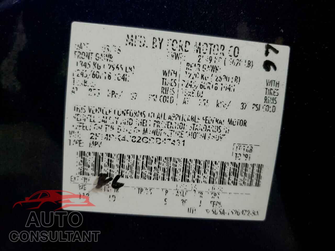 FORD EDGE 2016 - 2FMPK4J82GBB47431