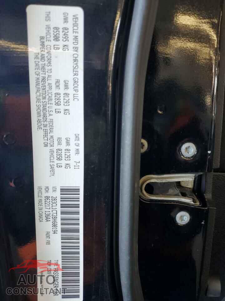 DODGE CHARGER 2011 - 2B3CL1CT2BH600194
