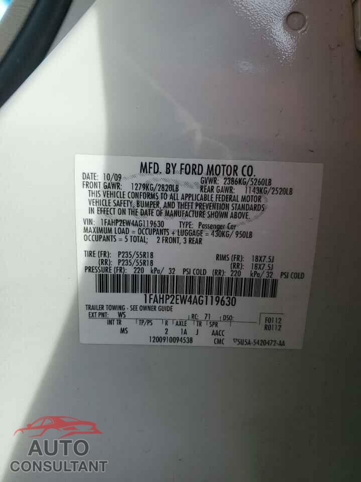 FORD TAURUS 2010 - 1FAHP2EW4AG119630