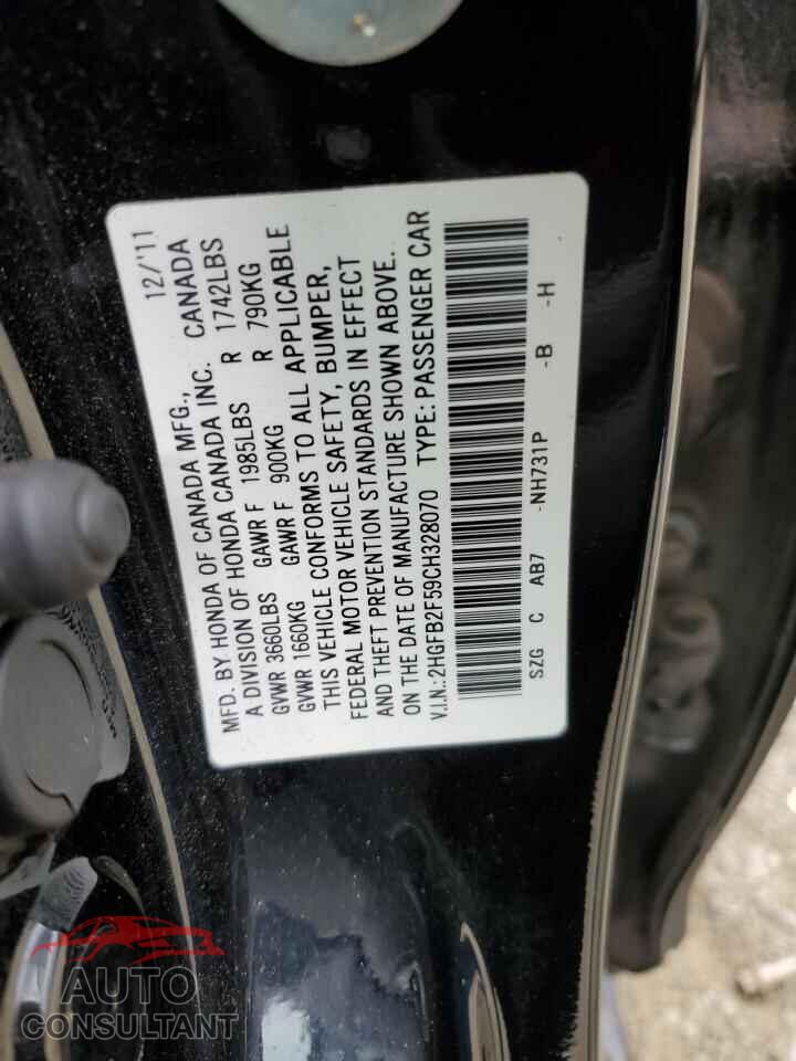 HONDA CIVIC 2012 - 2HGFB2F59CH328070