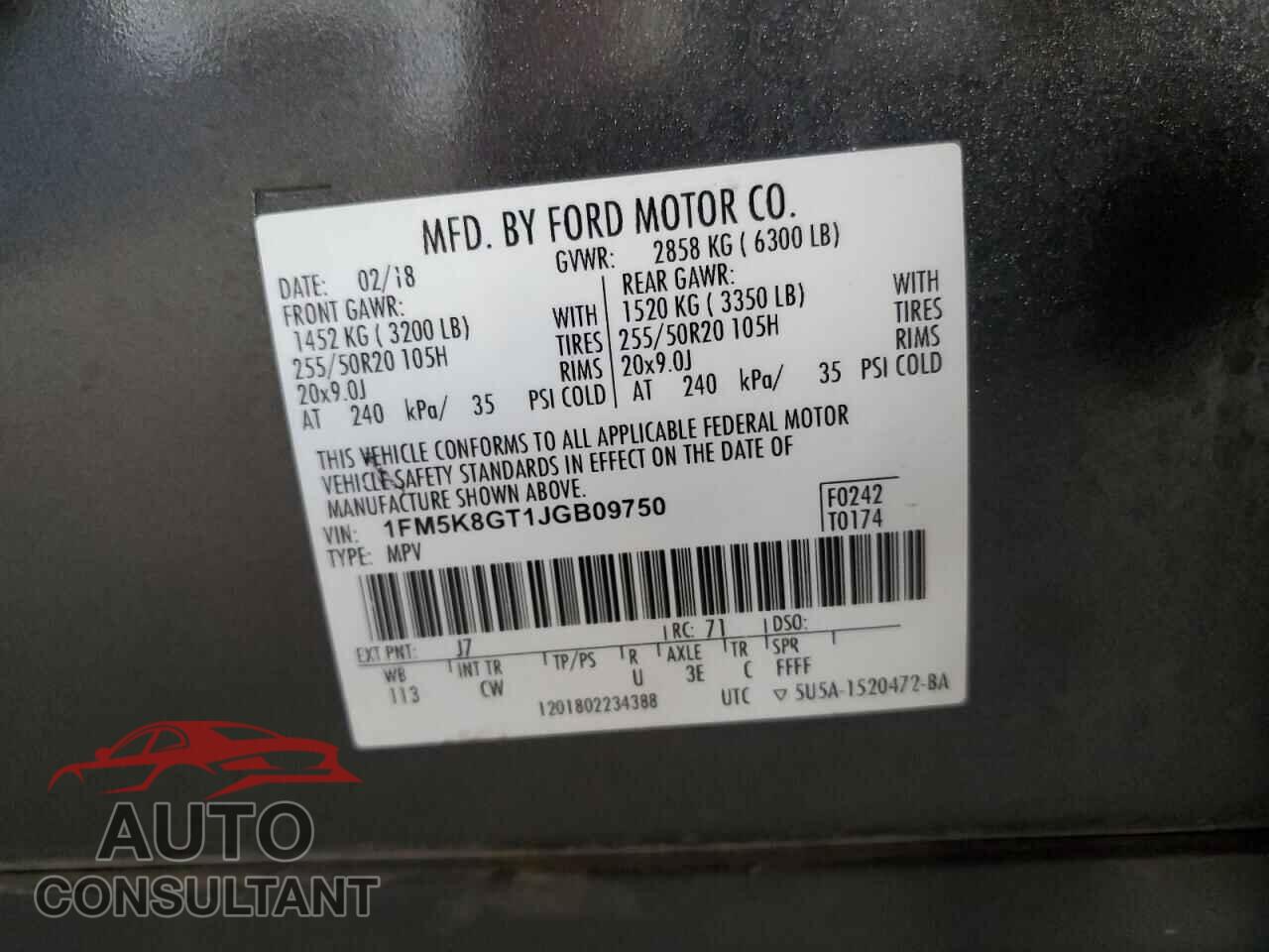 FORD EXPLORER 2018 - 1FM5K8GT1JGB09750