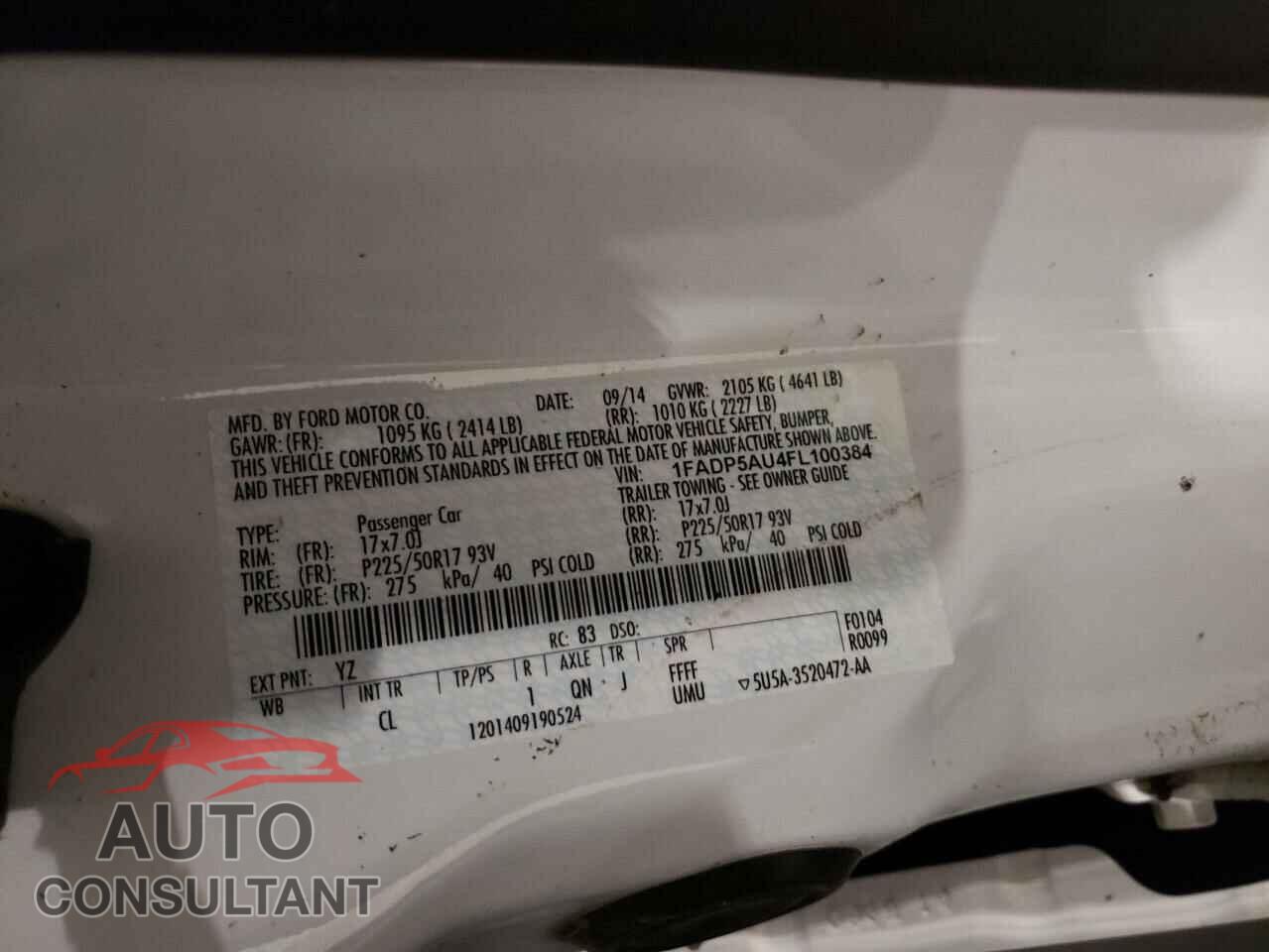 FORD CMAX 2015 - 1FADP5AU4FL100384