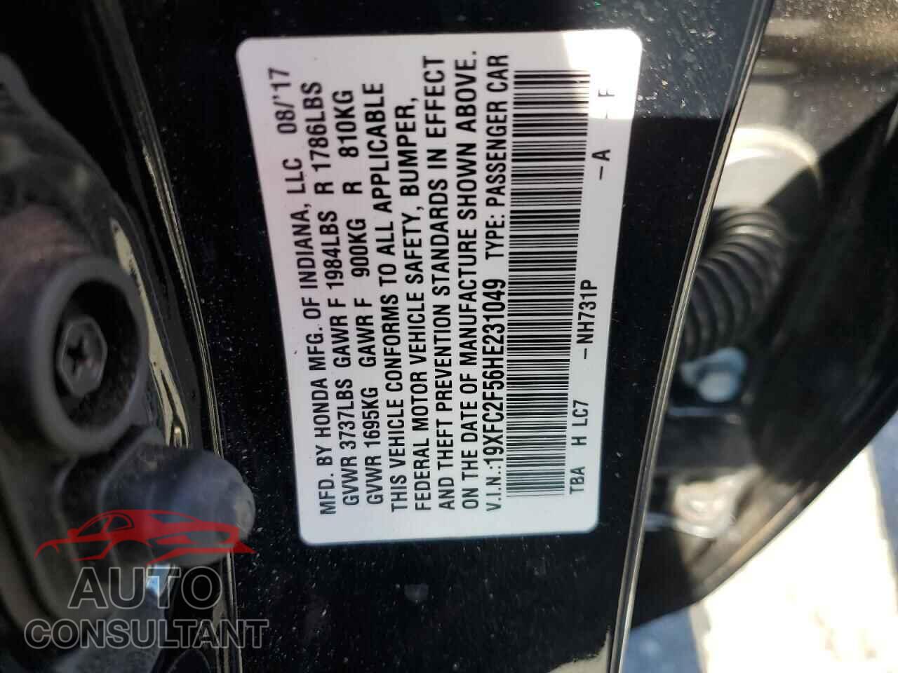HONDA CIVIC 2017 - 19XFC2F56HE231049