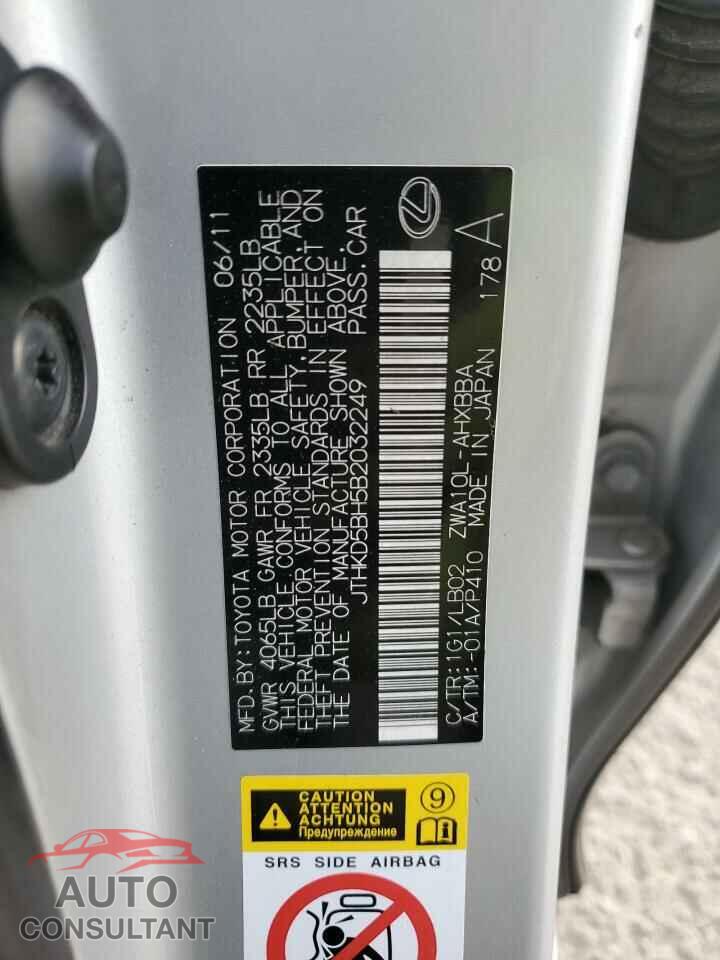 LEXUS CT 200 2011 - JTHKD5BH5B2032249