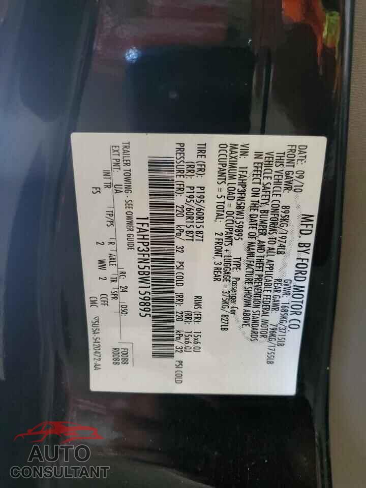 FORD FOCUS 2011 - 1FAHP3FN5BW159895