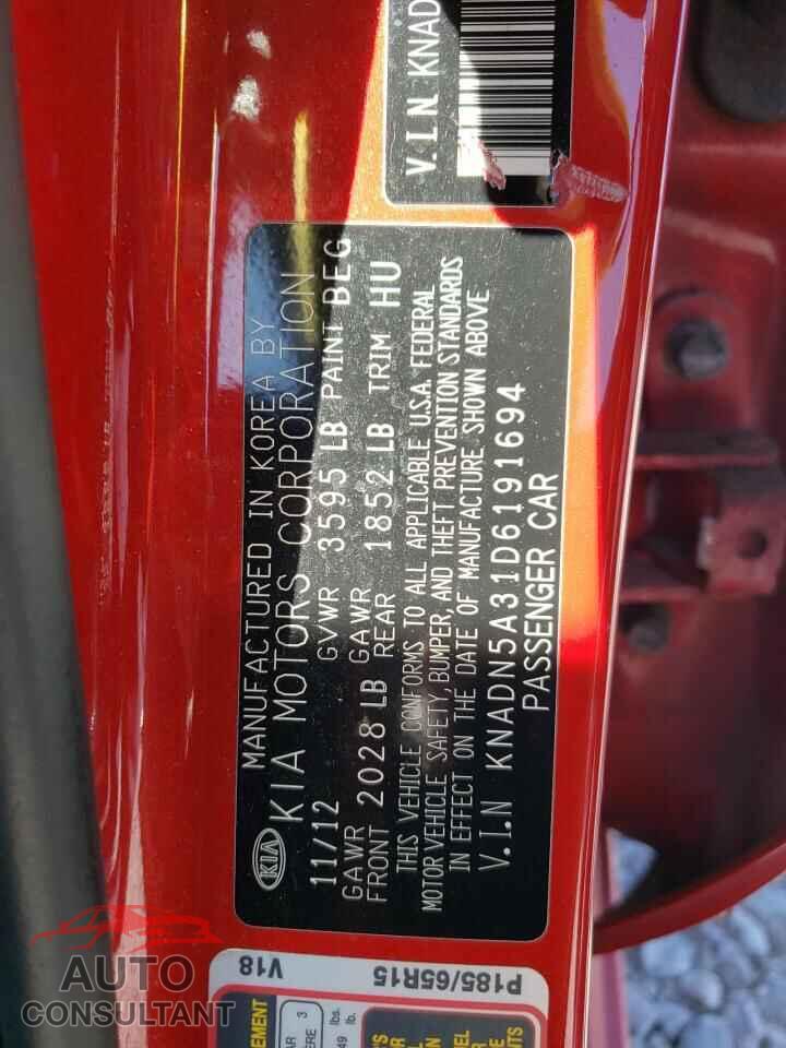 KIA RIO 2013 - KNADN5A31D6191694