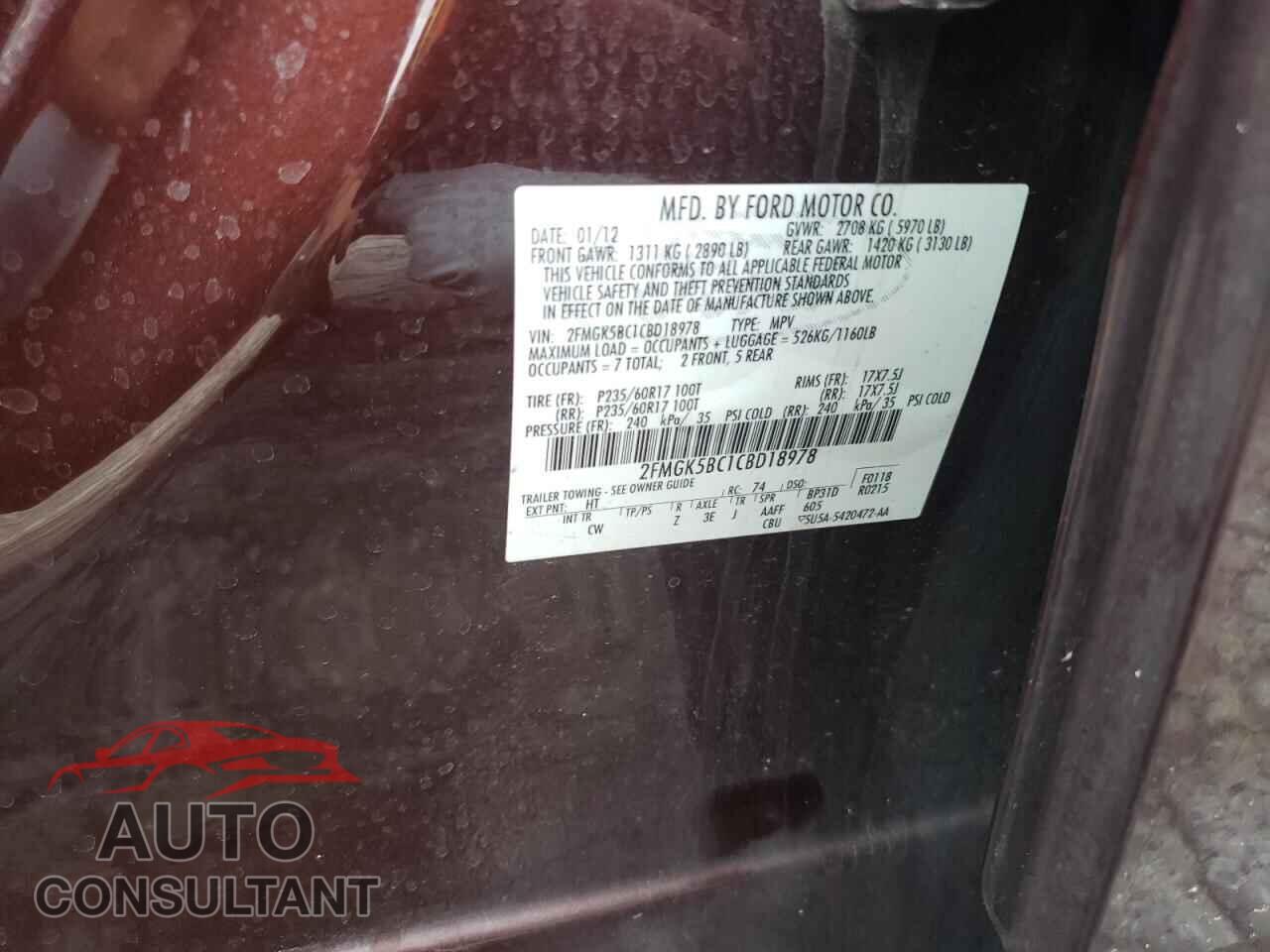 FORD FLEX 2012 - 2FMGK5BC1CBD18978
