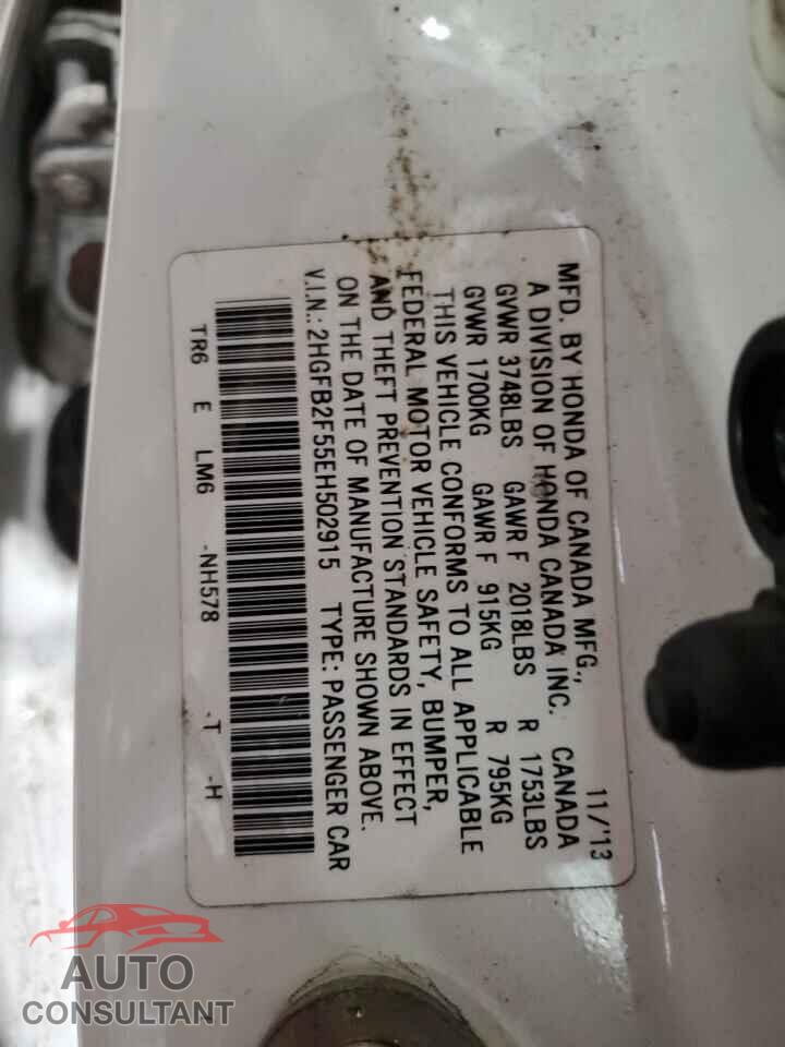 HONDA CIVIC 2014 - 2HGFB2F55EH502915