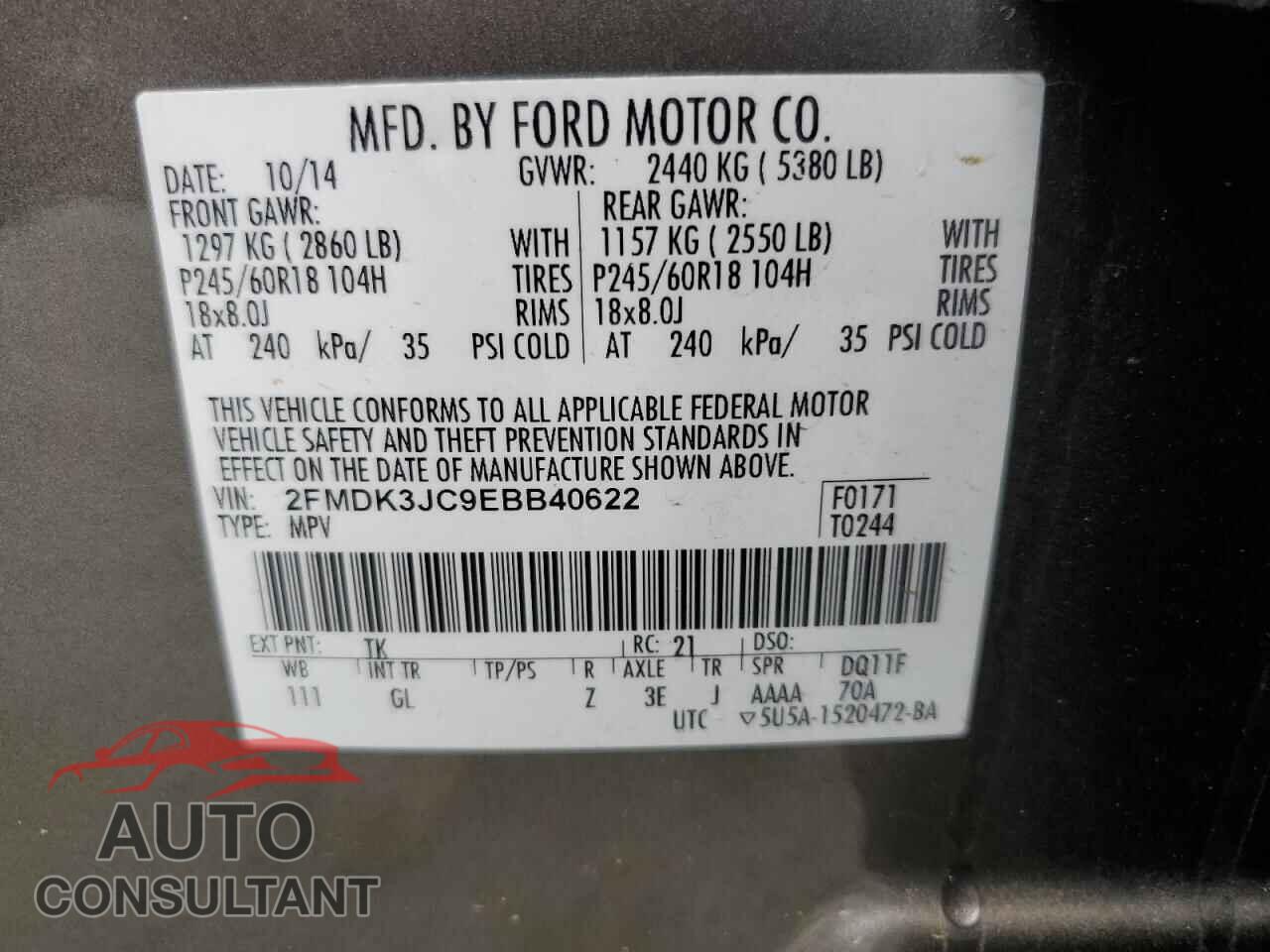 FORD EDGE 2014 - 2FMDK3JC9EBB40622
