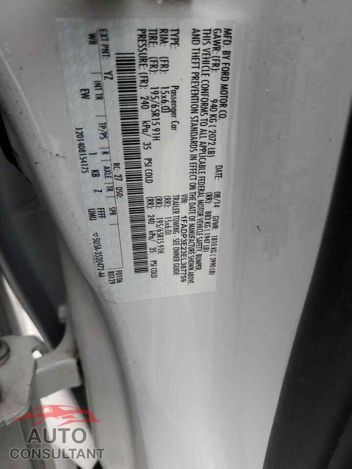 FORD FOCUS 2014 - 1FADP3E23EL387759