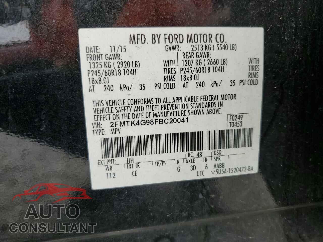 FORD EDGE 2015 - 2FMTK4G98FBC20041