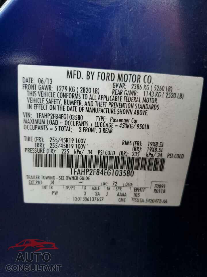 FORD TAURUS 2014 - 1FAHP2F84EG103580