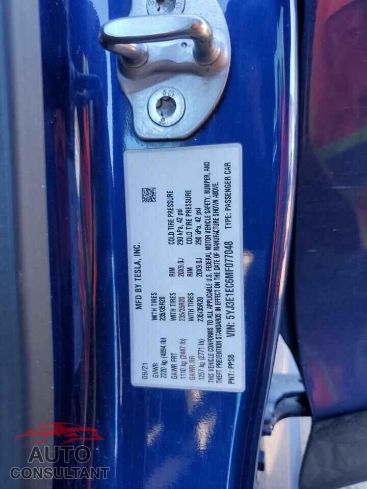 TESLA MODEL 3 2021 - 5YJ3E1EC6MF077048