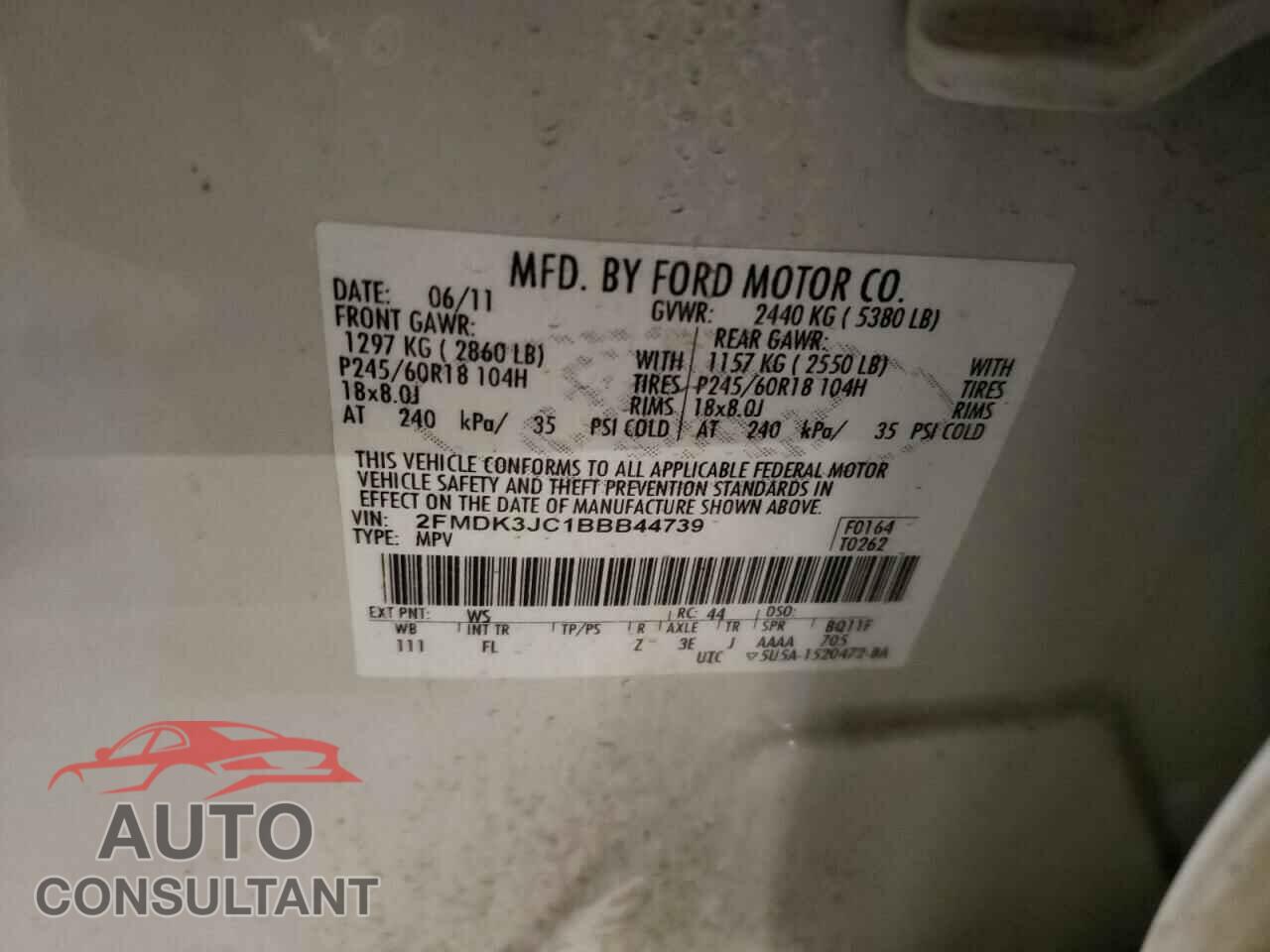 FORD EDGE 2011 - 2FMDK3JC1BBB44739