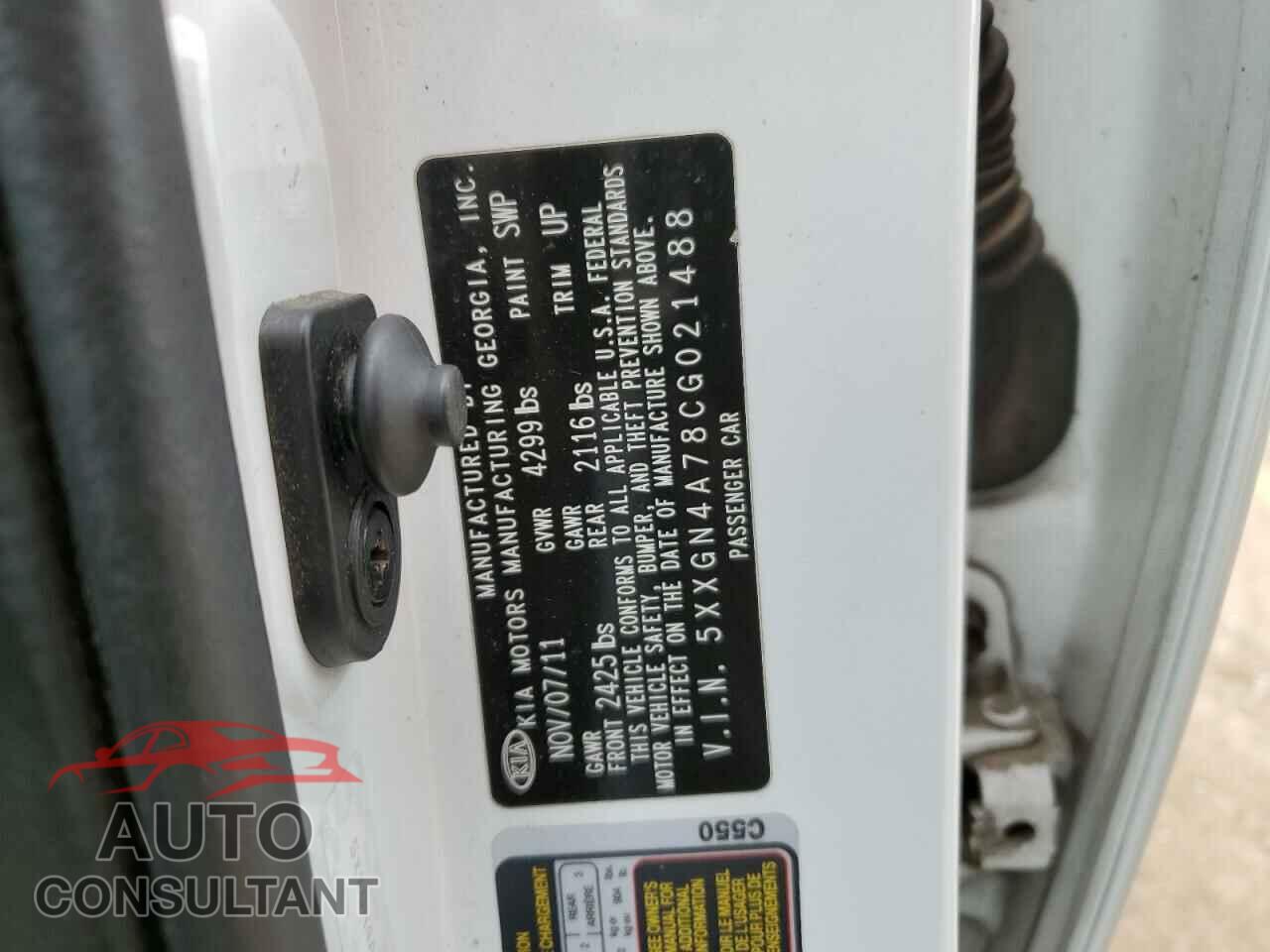 KIA OPTIMA 2012 - 5XXGN4A78CG021488