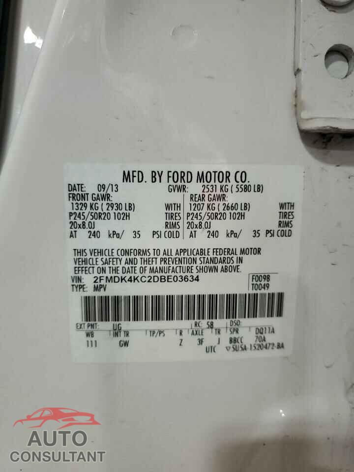 FORD EDGE 2013 - 2FMDK4KC2DBE03634