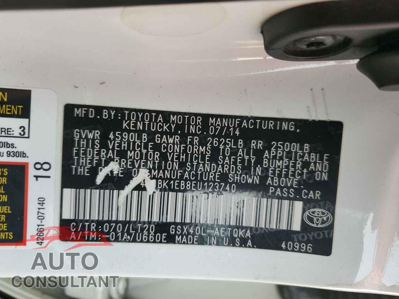 TOYOTA AVALON 2014 - 4T1BK1EB8EU123740