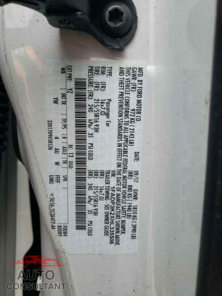FORD FOCUS 2017 - 1FADP3K2XHL335506
