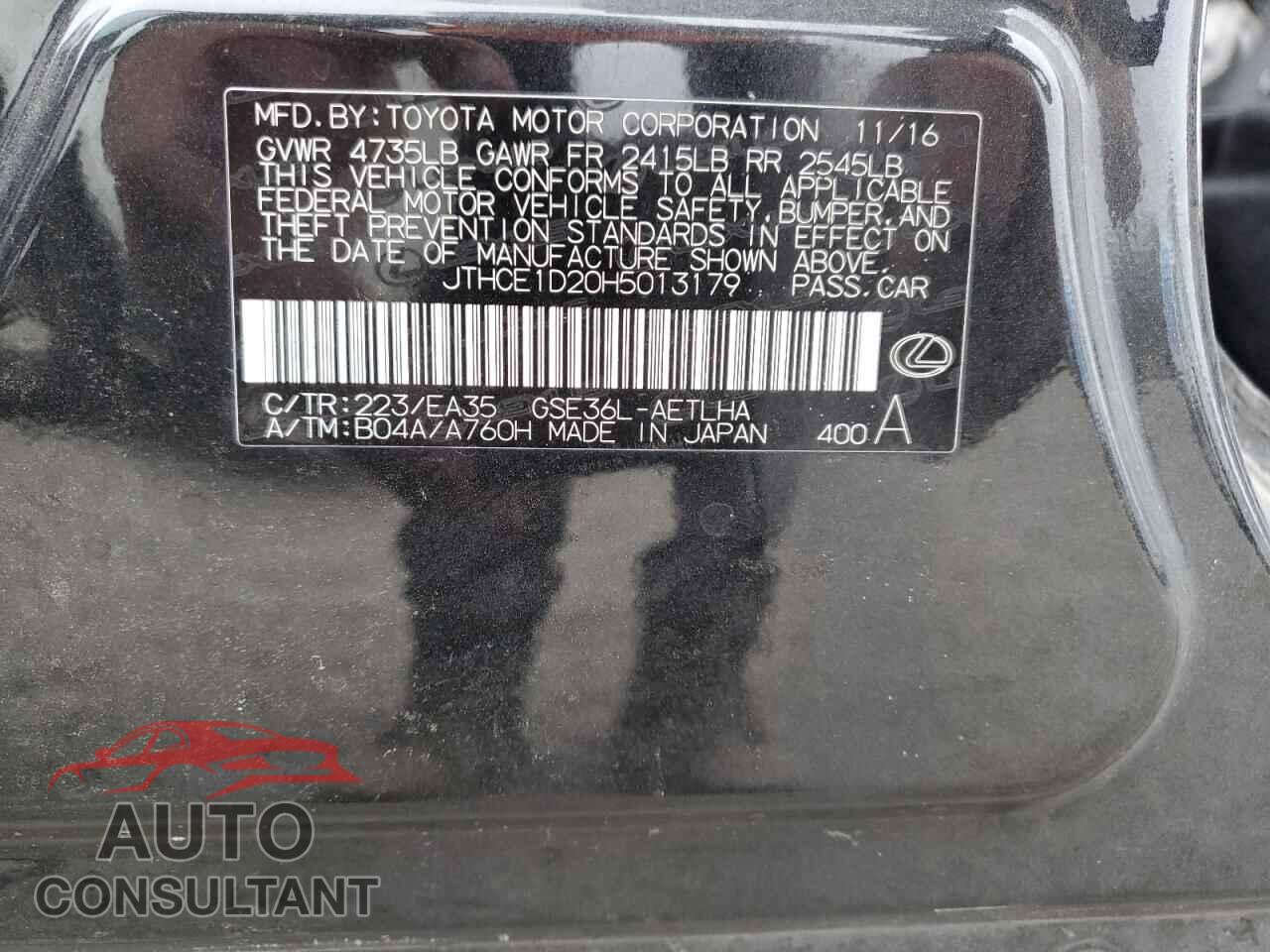LEXUS IS 2017 - JTHCE1D20H5013179