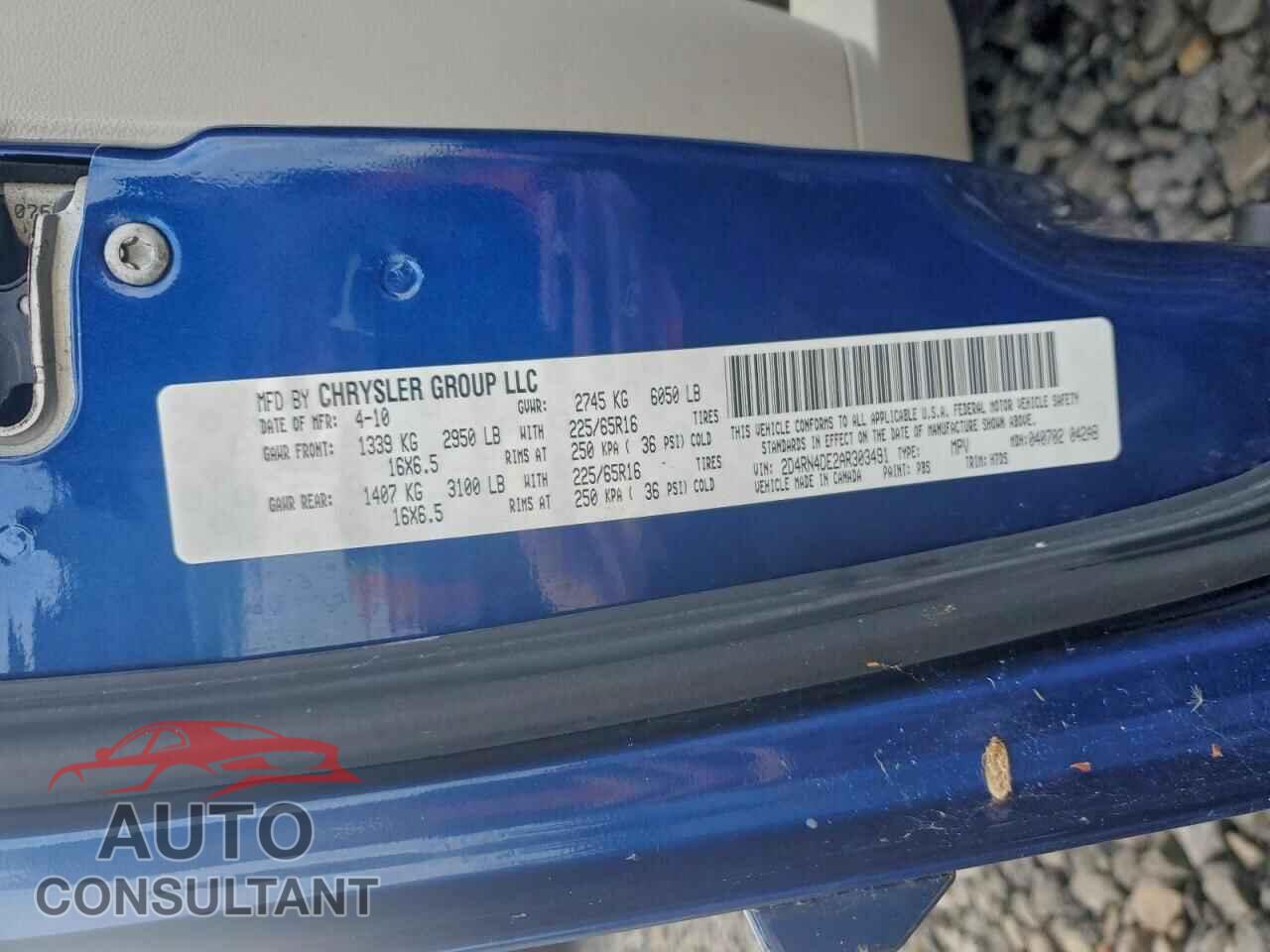 DODGE CARAVAN 2010 - 2D4RN4DE2AR303491