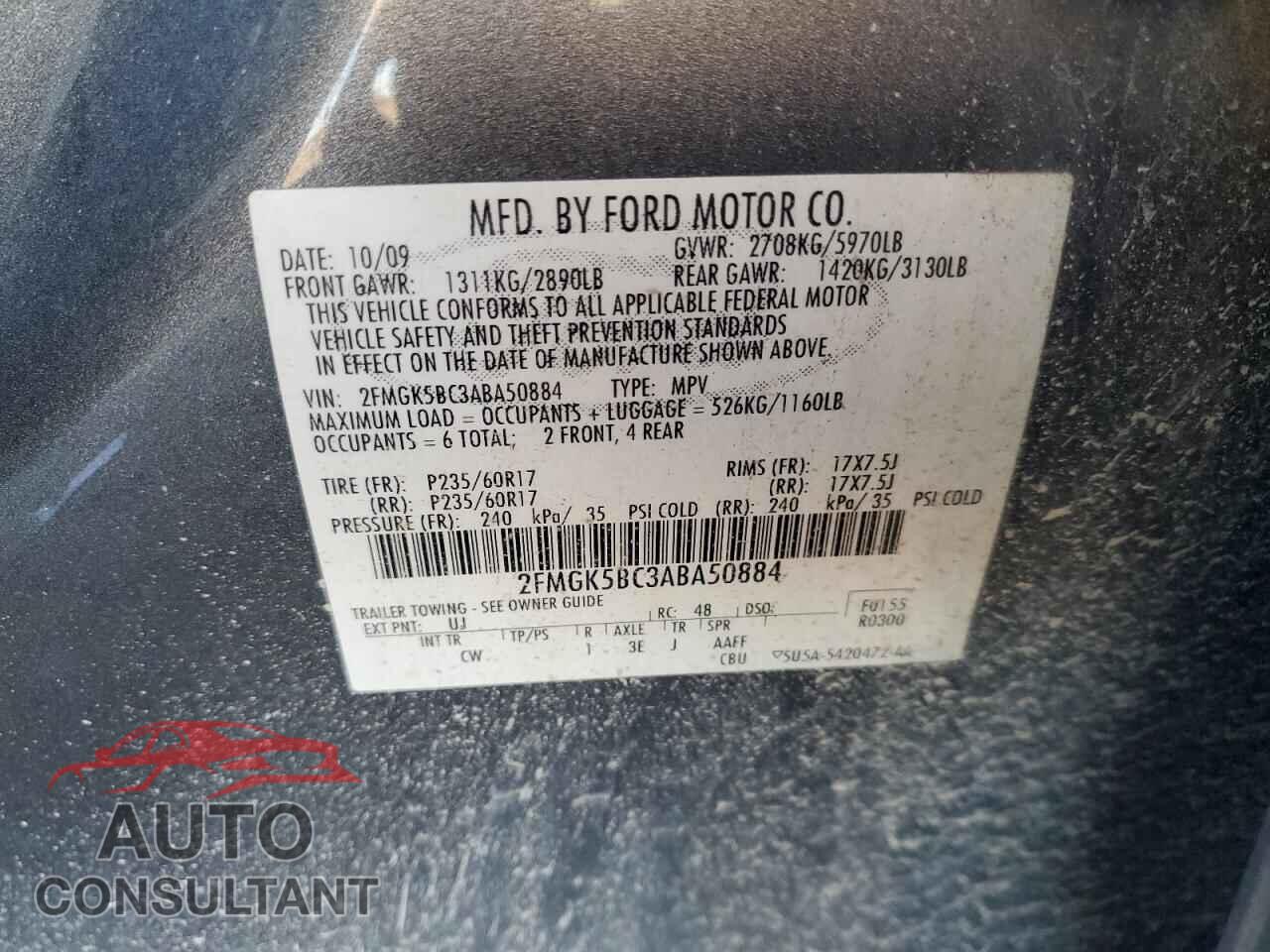 FORD FLEX 2010 - 2FMGK5BC3ABA50884