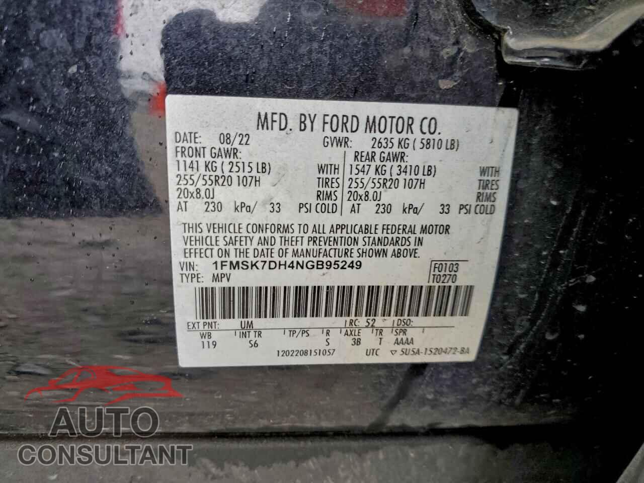 FORD EXPLORER 2022 - 1FMSK7DH4NGB95249