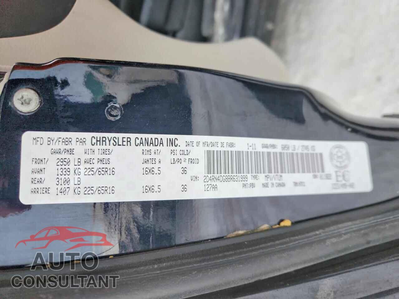 DODGE CARAVAN 2011 - 2D4RN4DG8BR631999