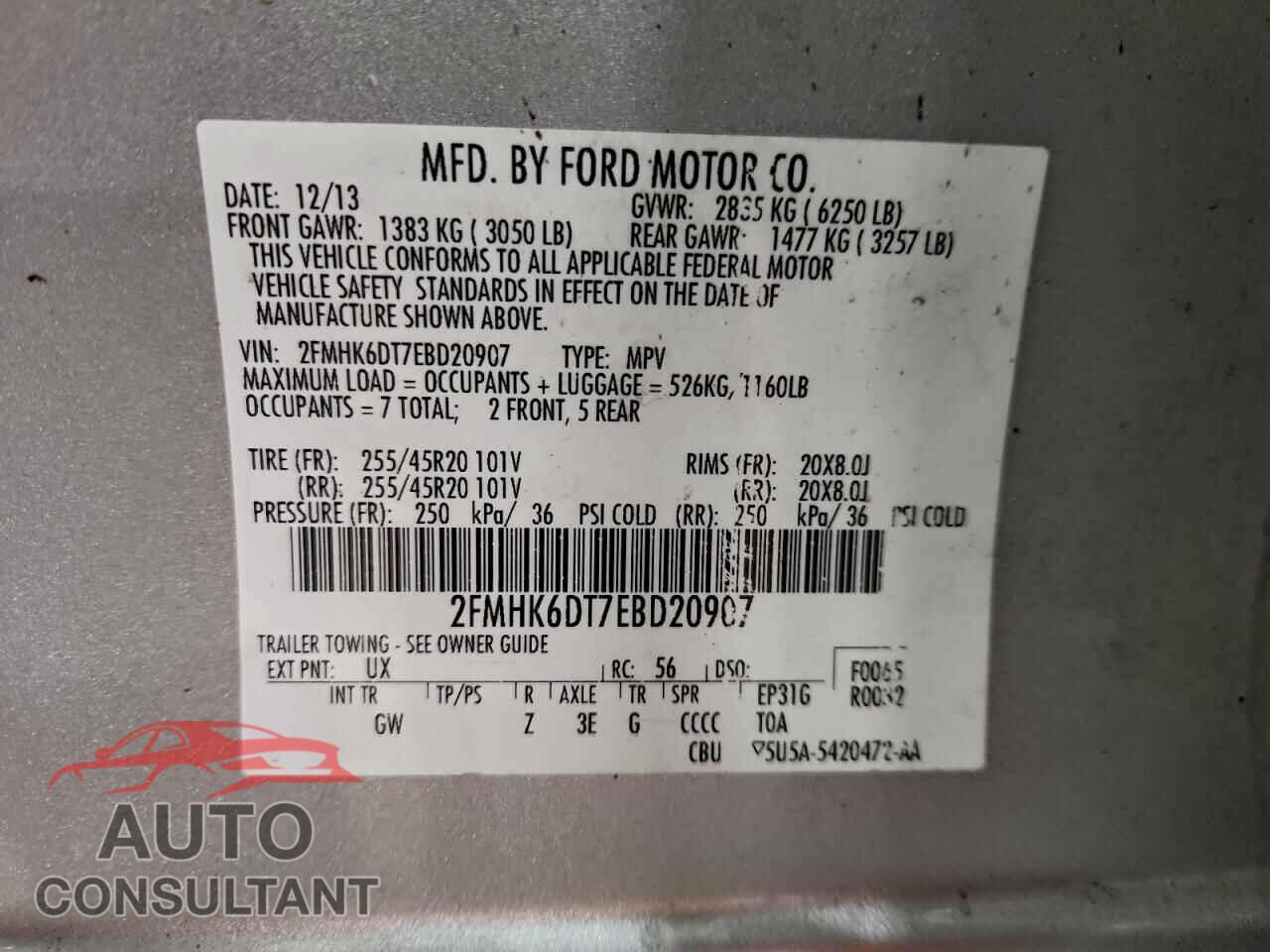 FORD FLEX 2014 - 2FMHK6DT7EBD20907