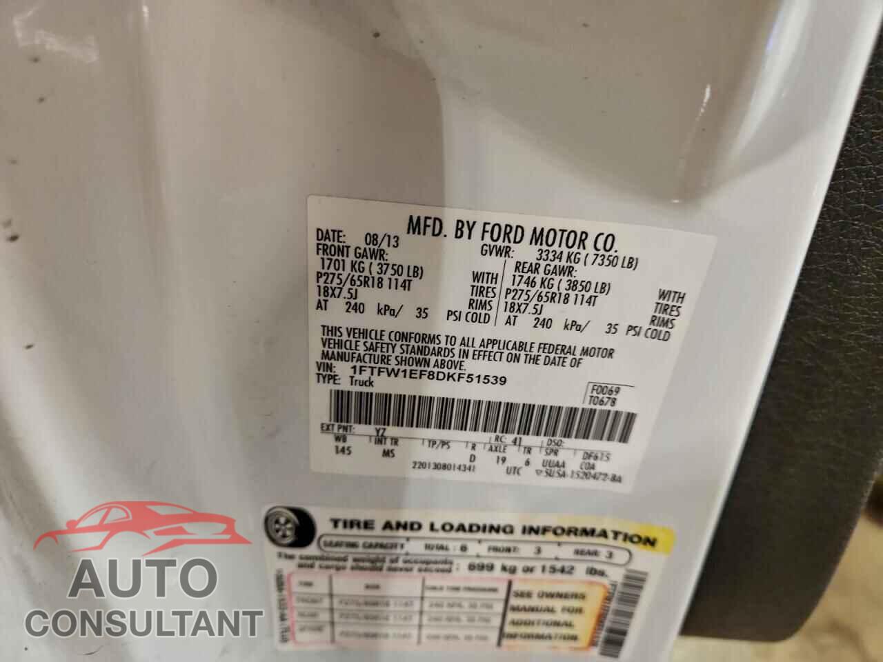 FORD F-150 2013 - 1FTFW1EF8DKF51539