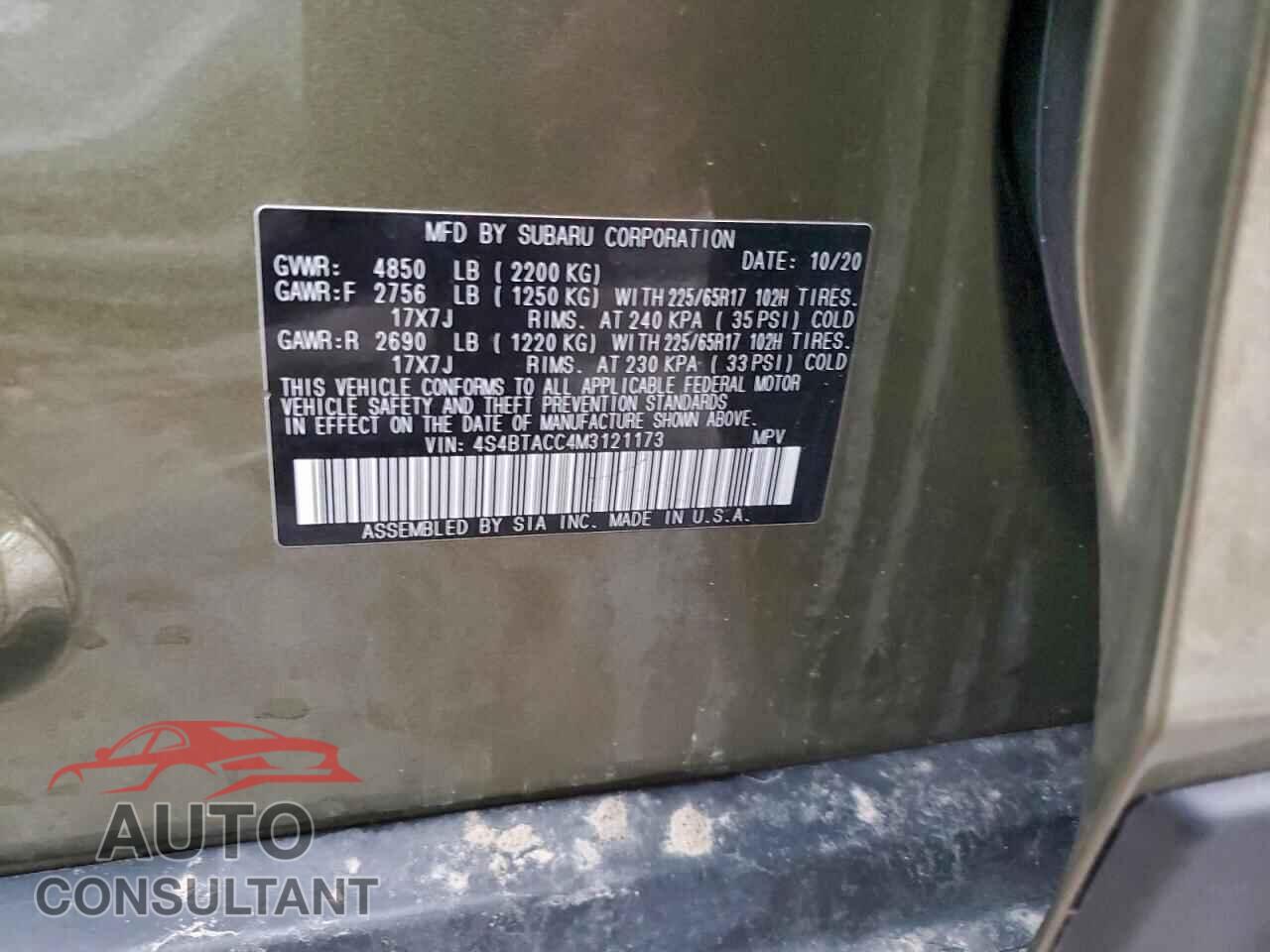 SUBARU OUTBACK 2021 - 4S4BTACC4M3121173