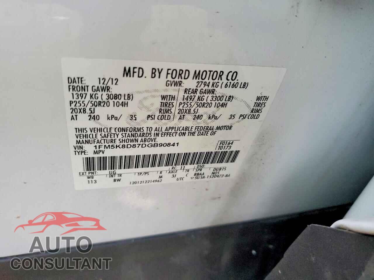 FORD EXPLORER 2013 - 1FM5K8D87DGB90841