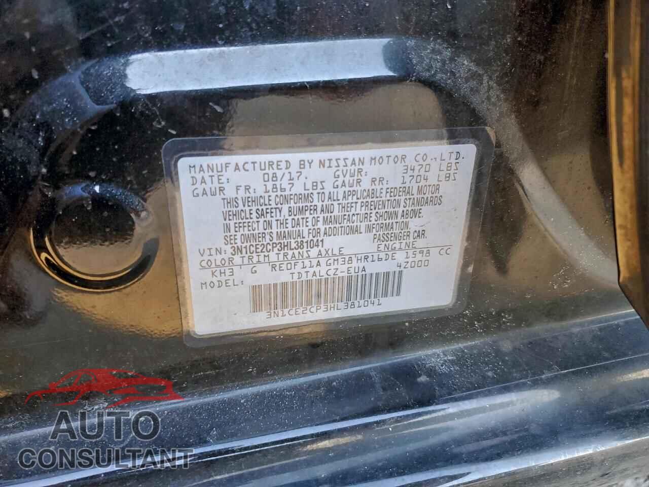 NISSAN VERSA 2017 - 3N1CE2CP3HL381041