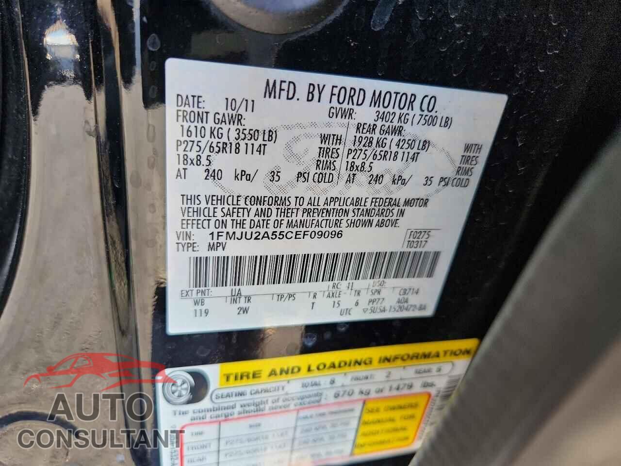 FORD EXPEDITION 2012 - 1FMJU2A55CEF09096