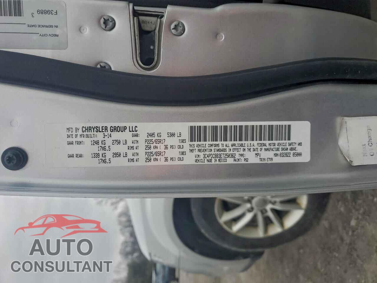 DODGE JOURNEY 2014 - 3C4PDCBB3ET250362