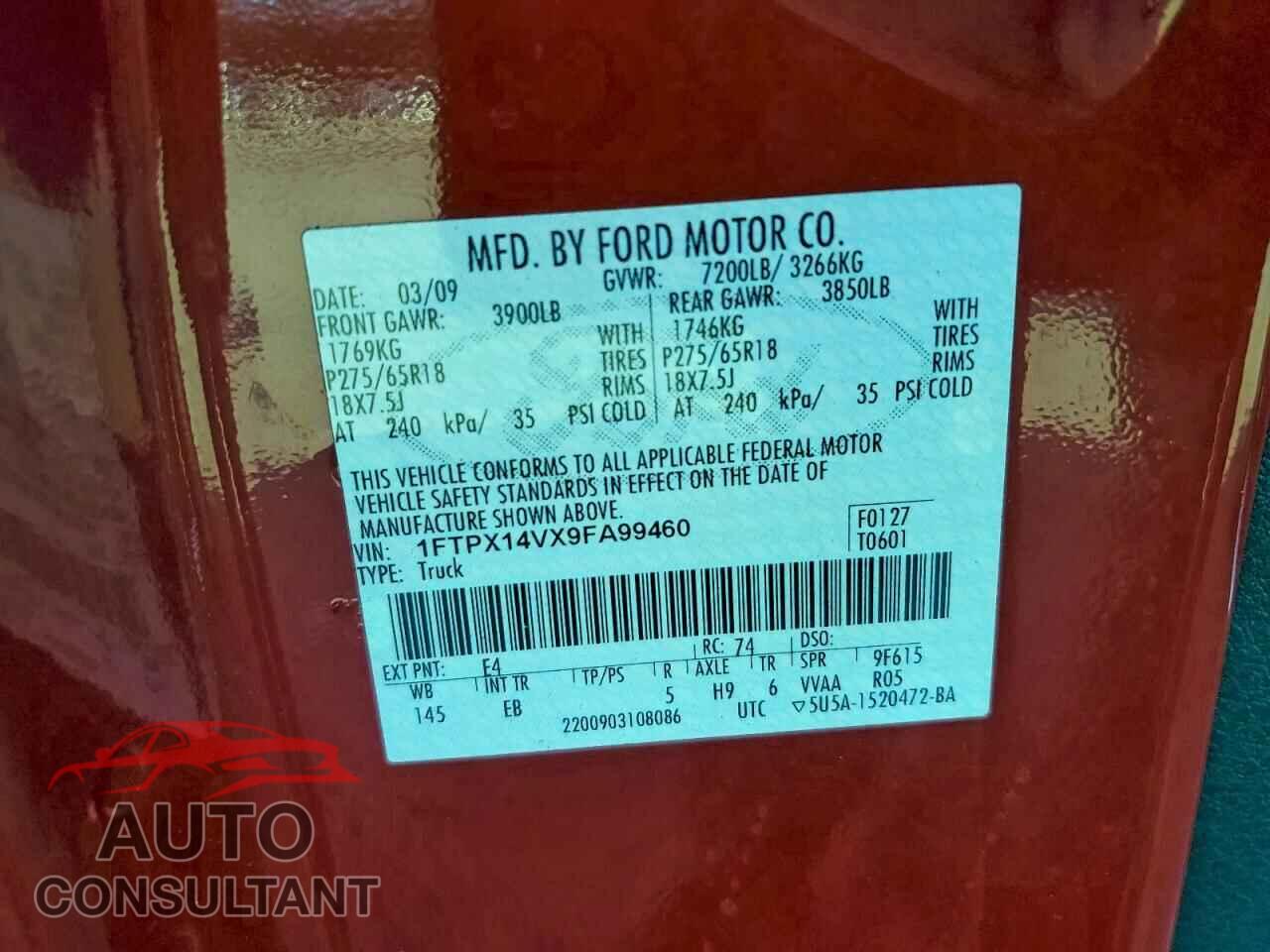 FORD F-150 2009 - 1FTPX14VX9FA99460