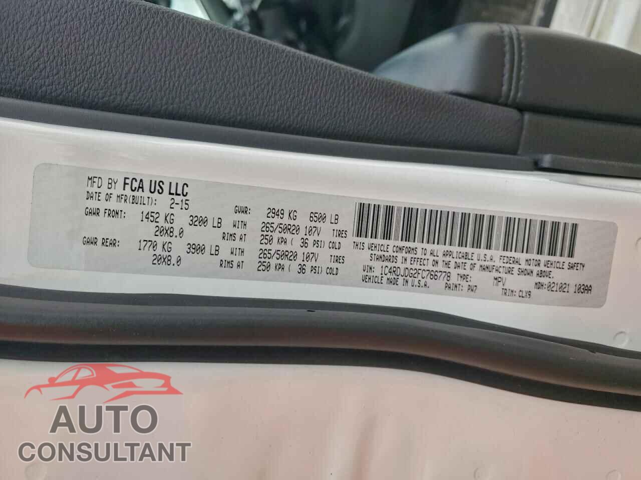 DODGE DURANGO 2015 - 1C4RDJDG2FC766778