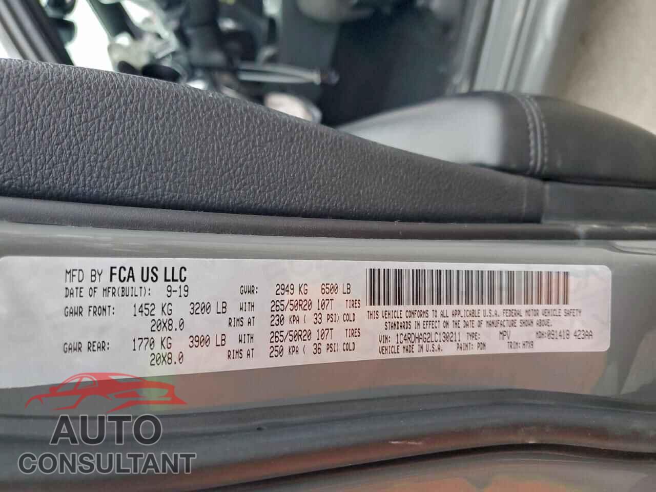 DODGE DURANGO 2020 - 1C4RDHAG2LC130211