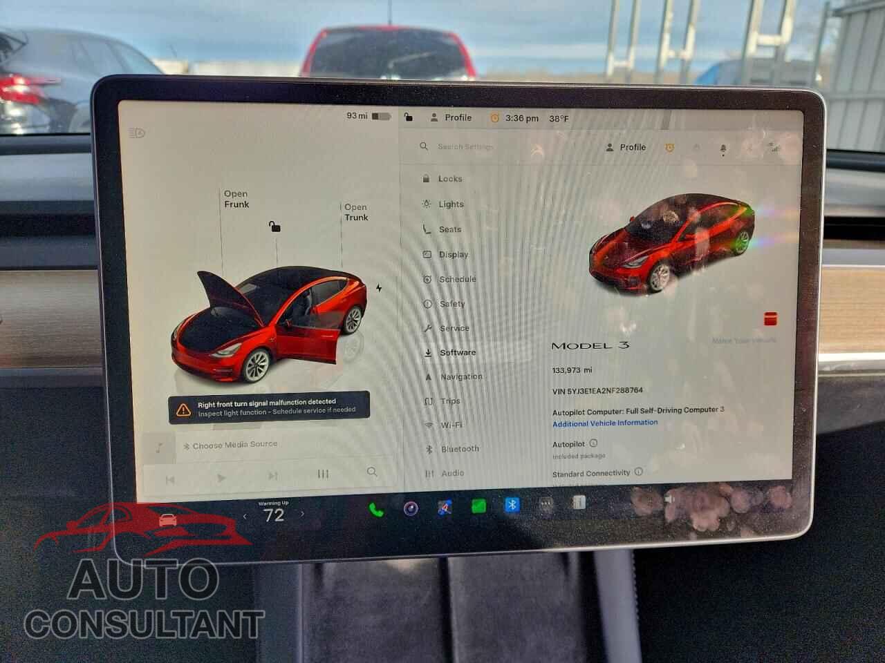 TESLA MODEL 3 2022 - 5YJ3E1EA2NF288764