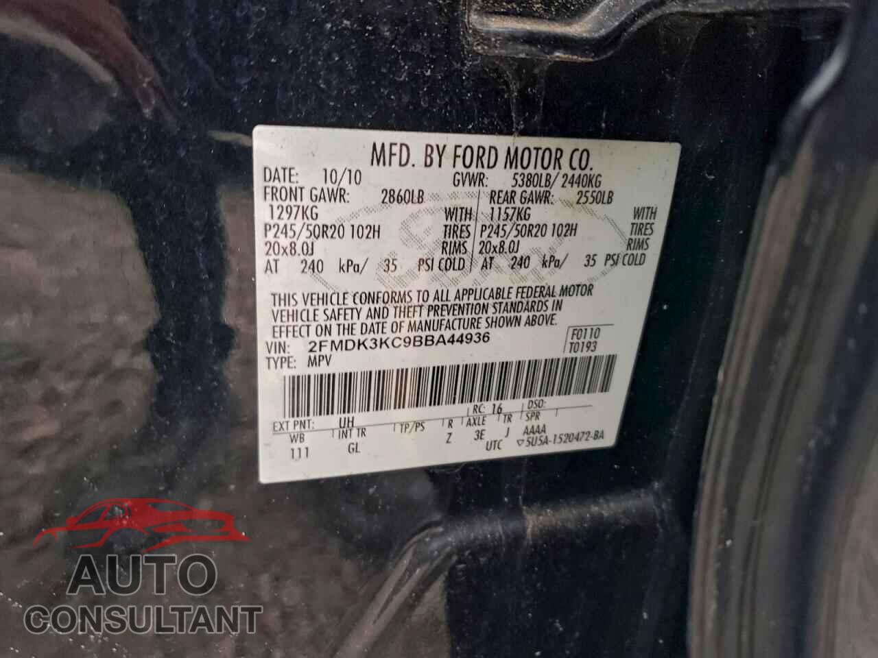 FORD EDGE 2011 - 2FMDK3KC9BBA44936