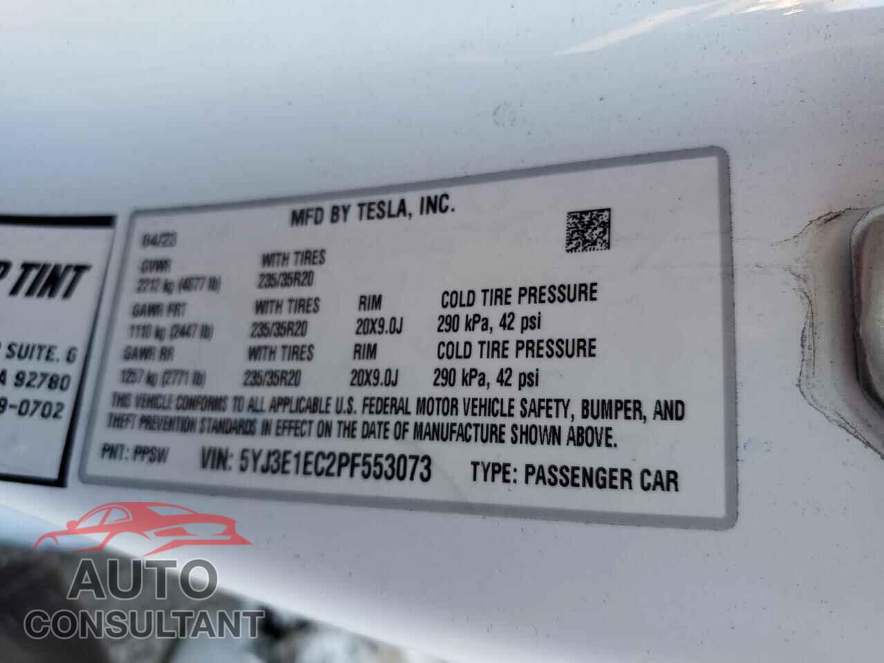 TESLA MODEL 3 2023 - 5YJ3E1EC2PF553073