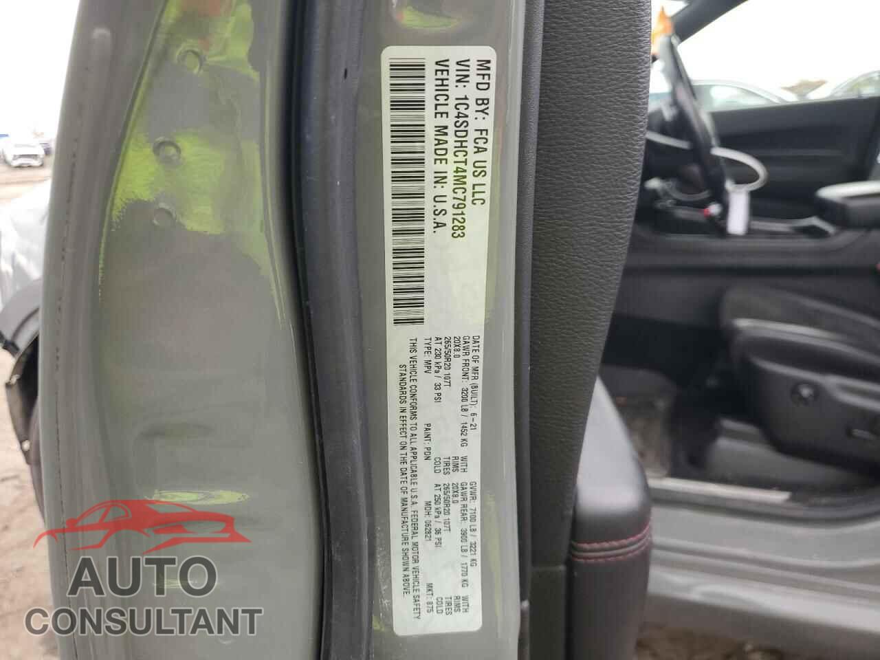 DODGE DURANGO 2021 - 1C4SDHCT4MC791283