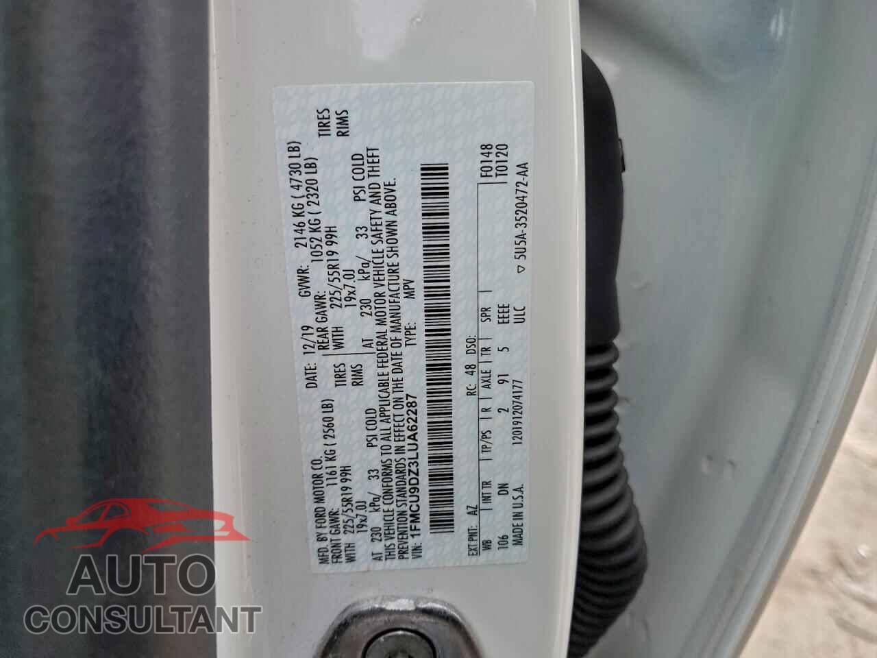 FORD ESCAPE 2020 - 1FMCU9DZ3LUA62287