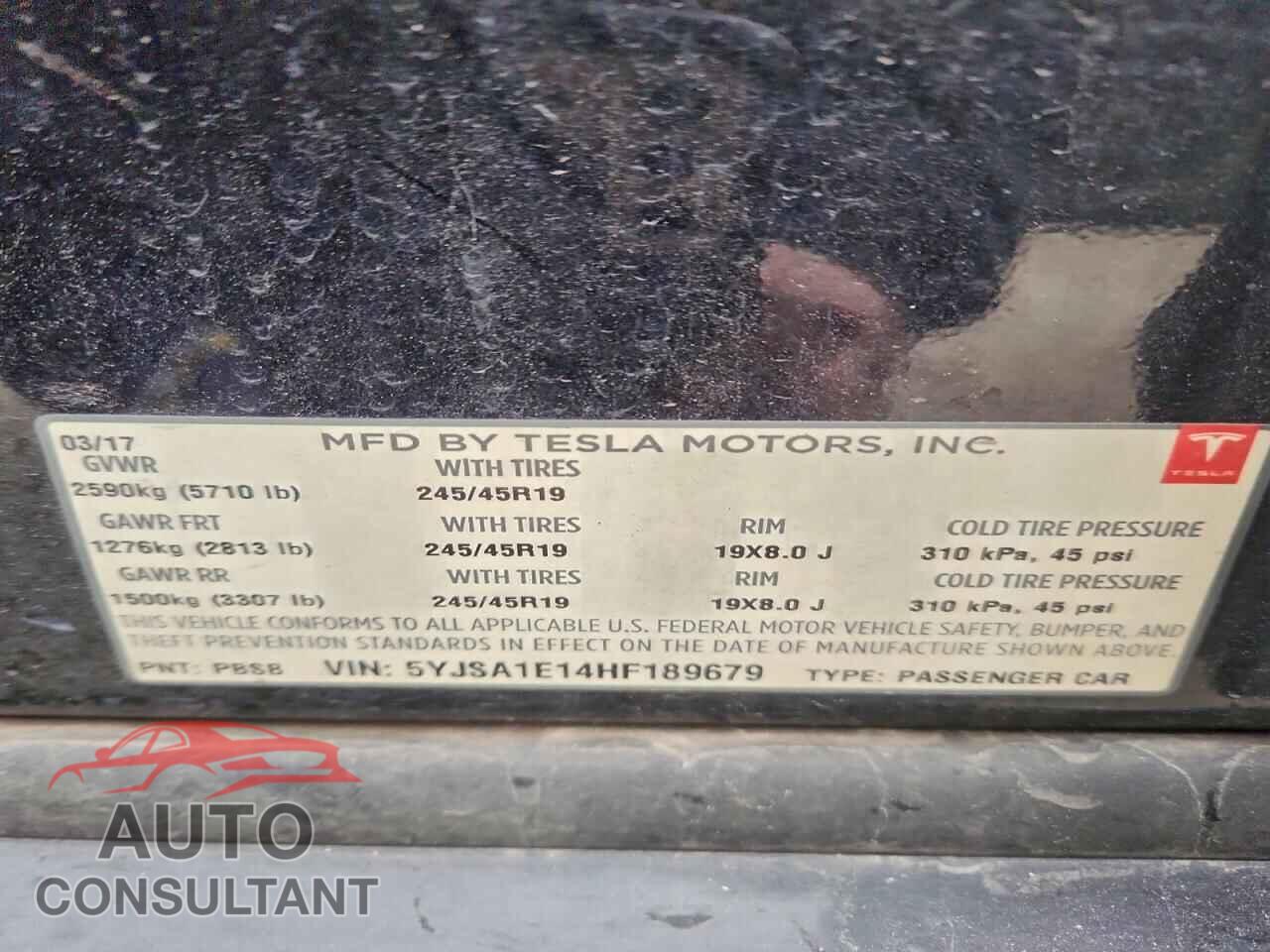TESLA MODEL S 2017 - 5YJSA1E14HF189679